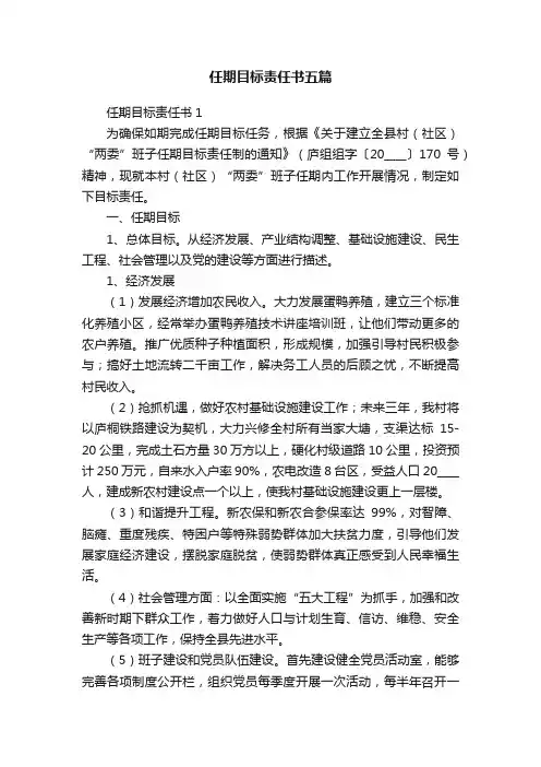 任期目标责任书五篇