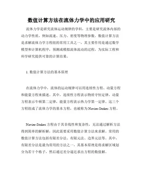 数值计算方法在流体力学中的应用研究