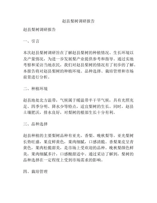 赵县梨树调研报告