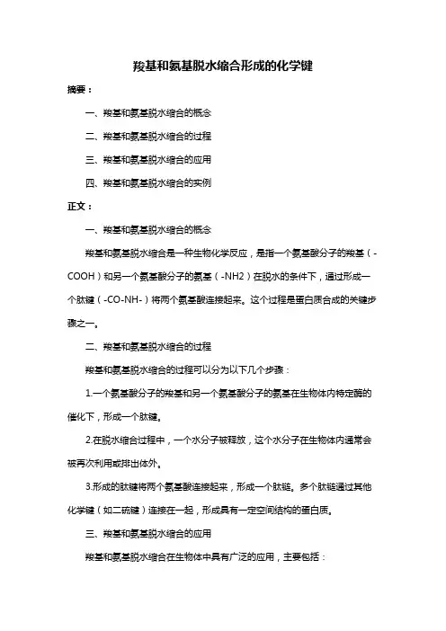 羧基和氨基脱水缩合形成的化学键