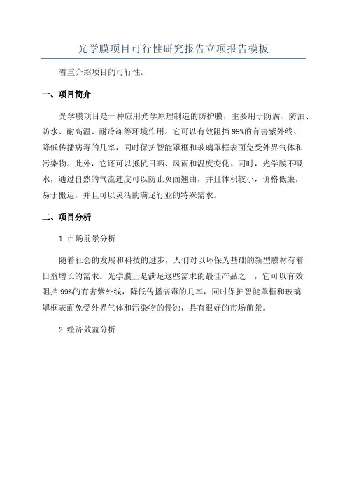 光学膜项目可行性研究报告立项报告模板