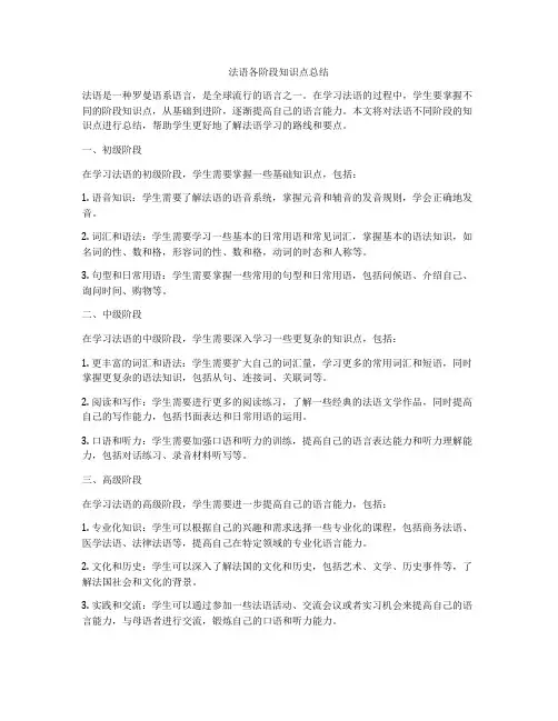 法语各阶段知识点总结