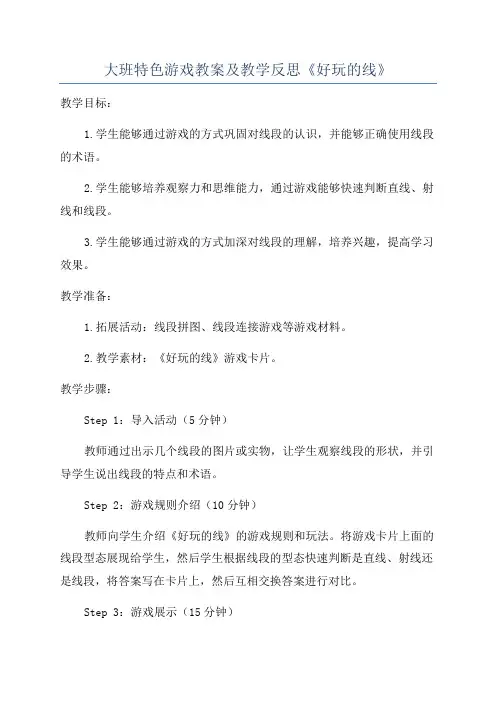 大班特色游戏教案及教学反思《好玩的线》