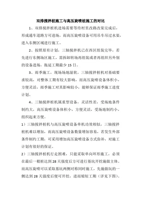 明挖双排搅拌桩施工与高压旋喷施工的对比
