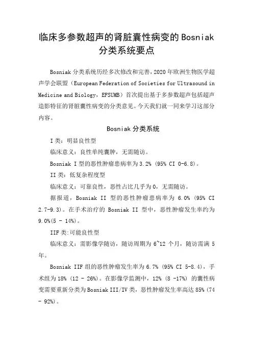 临床多参数超声的肾脏囊性病变的Bosniak分类系统要点