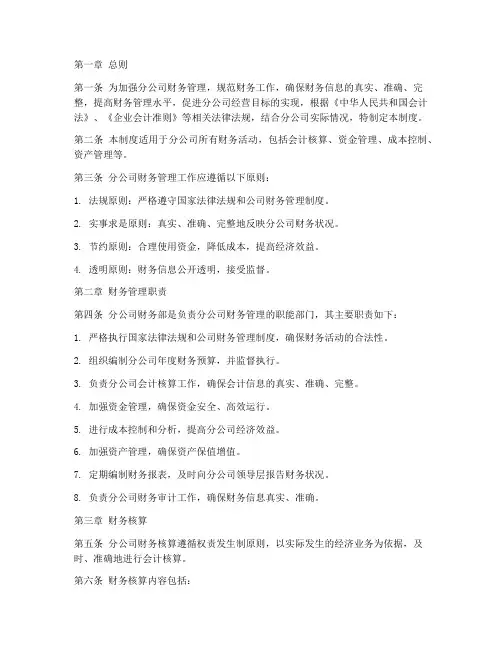 分子公司财务管理制度