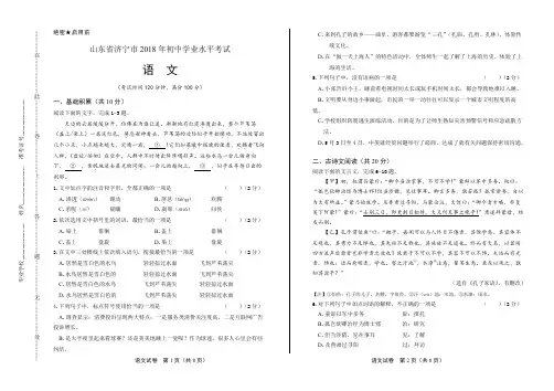 2018年山东省济宁市中考语文试卷