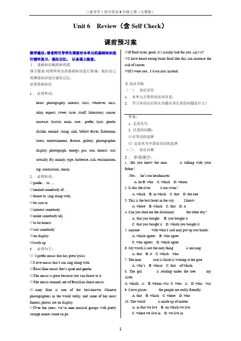 九年级人教版 Unit6 Revision
