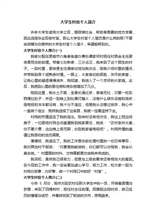 大学生村官个人简介