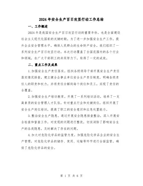 2024年安全生产百日攻坚行动工作总结（2篇）