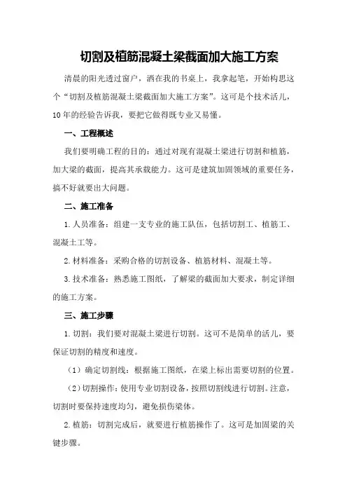 切割及植筋混凝土梁截面加大施工方案