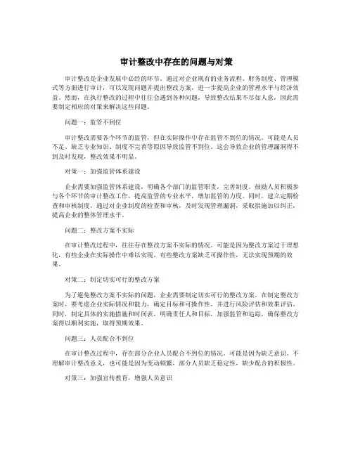 审计整改中存在的问题与对策