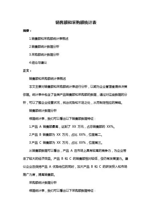 销售额和采购额统计表
