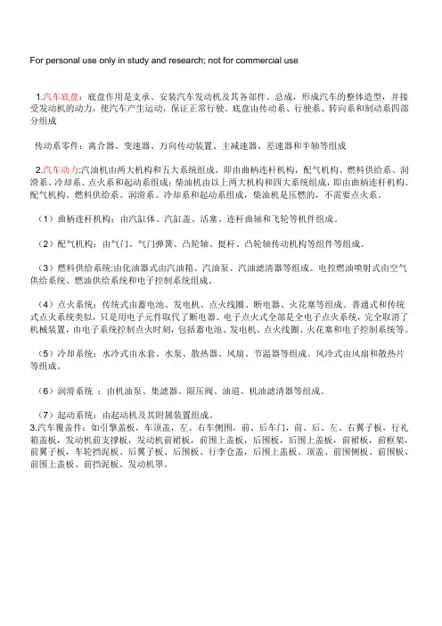汽车底盘组成部件