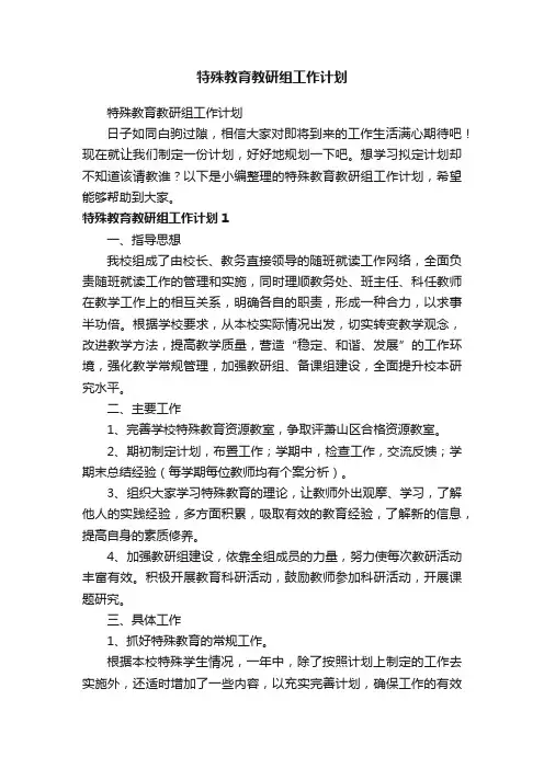 特殊教育教研组工作计划