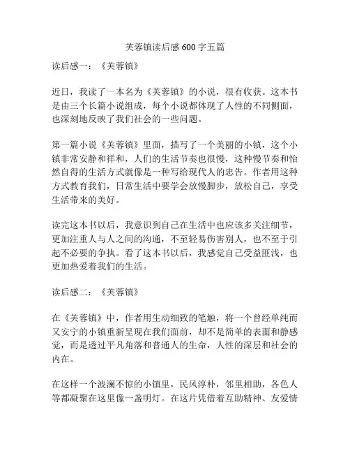 芙蓉镇读后感600字五篇