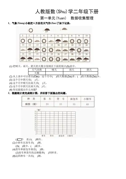 人教版数学小学二年级下册单元同步练习题