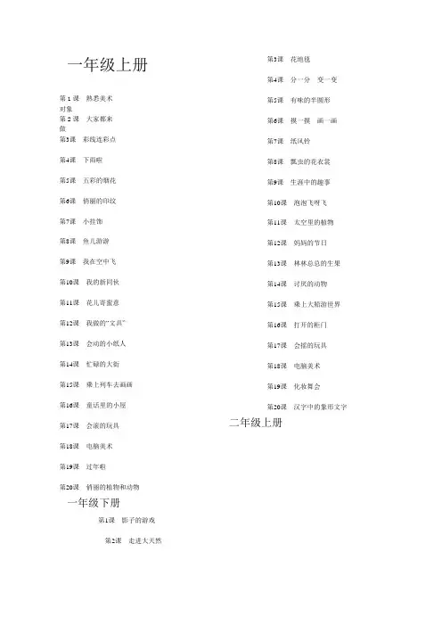 小学美术人教版课本目录(新课标) 2