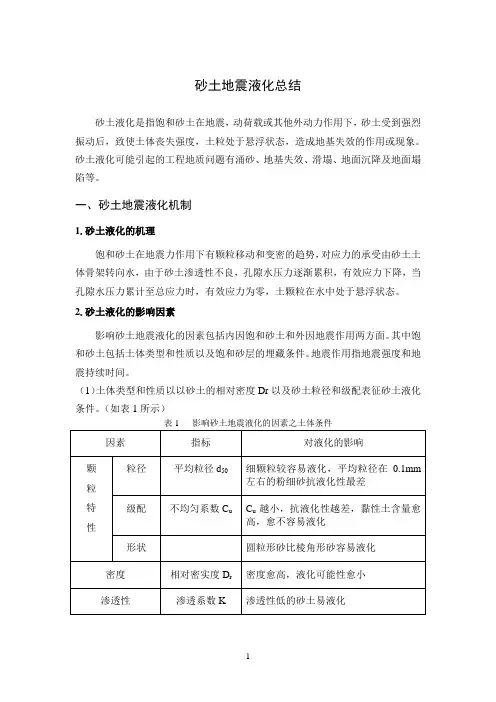 砂土地震液化总结