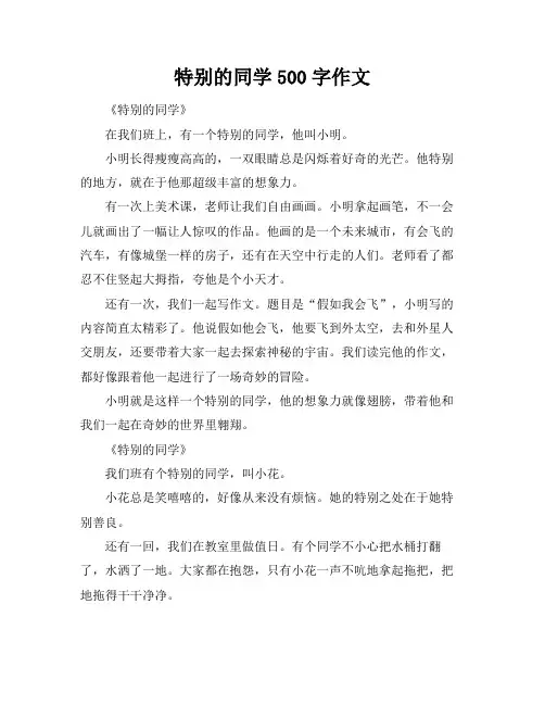 特别的同学500字作文