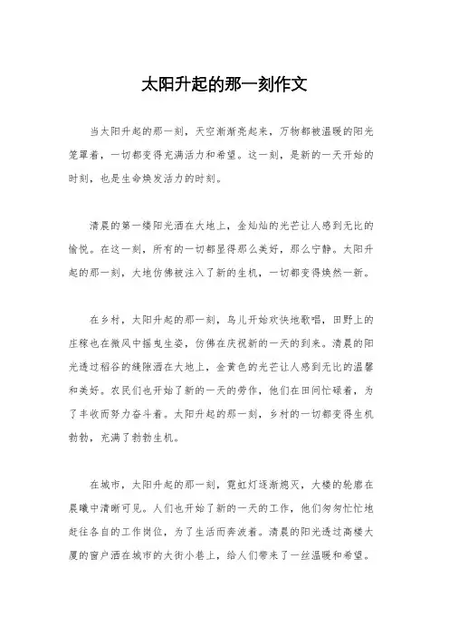 太阳升起的那一刻作文