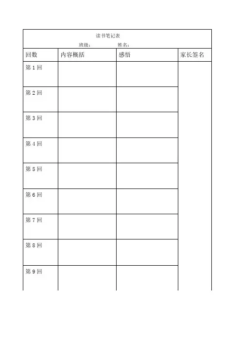 读书笔记表表格)