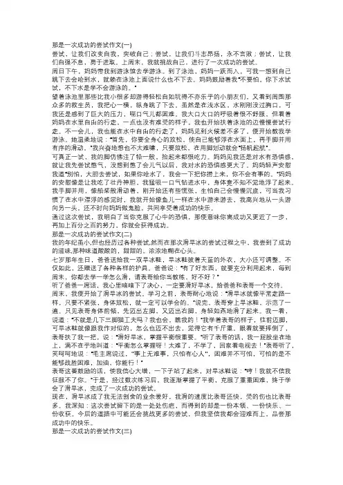一次成功的尝试作文500字~600字：五年级作文