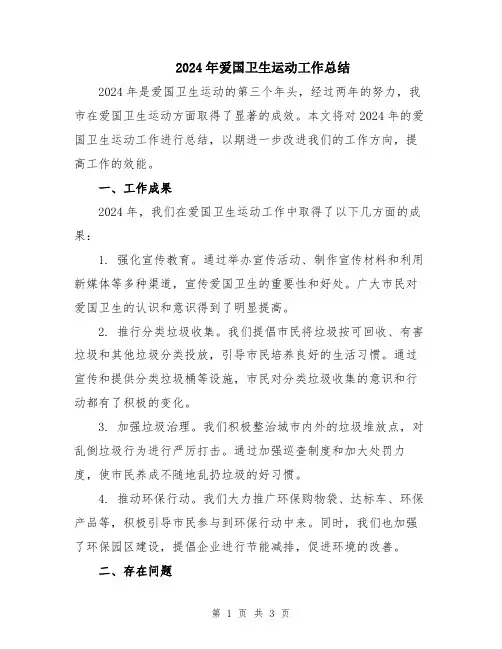 2024年爱国卫生运动工作总结