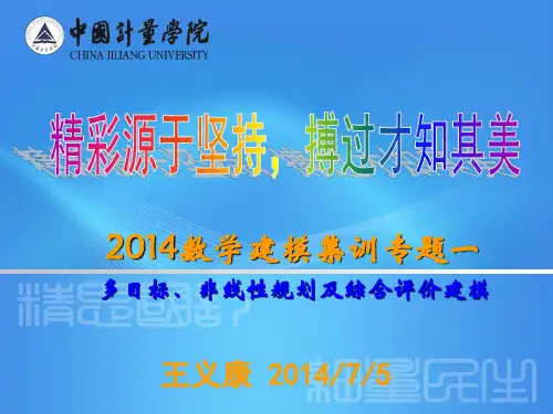 2-2014国赛集训专题1——多目标、非线性规划及综合评价模型