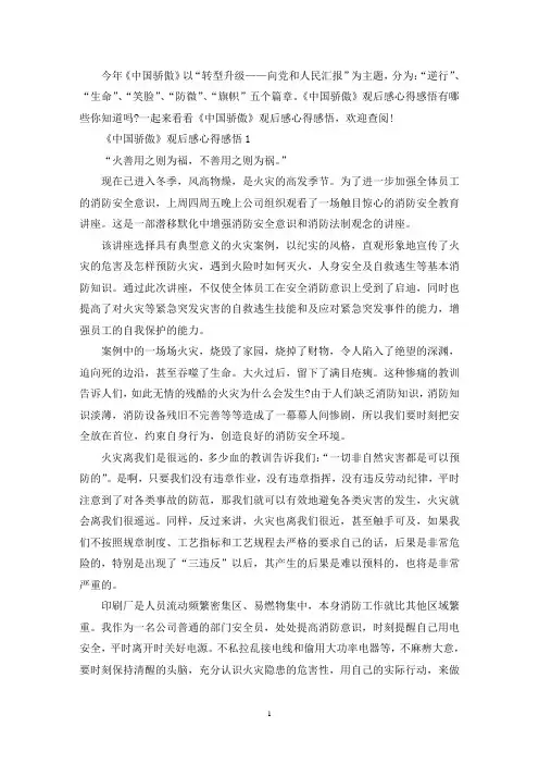 《中国骄傲》观后感心得感悟最新5篇