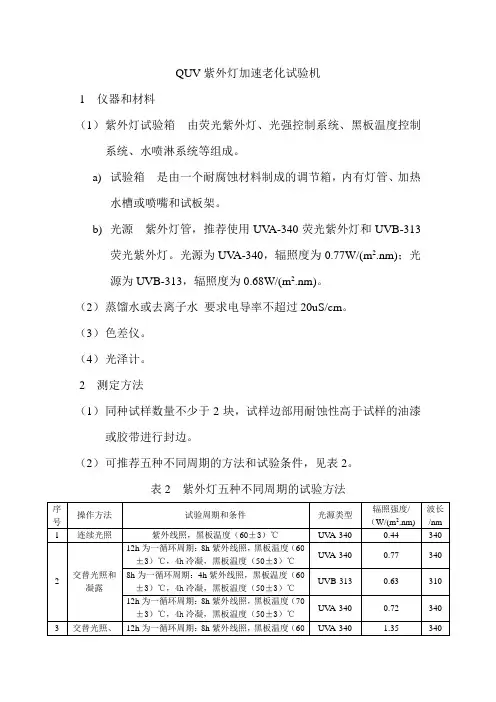 QUV老化试验机操作规程