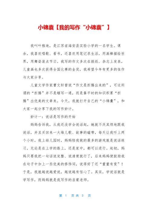 小锦囊【我的写作“小锦囊”】