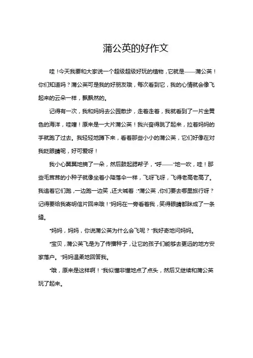 蒲公英的好作文