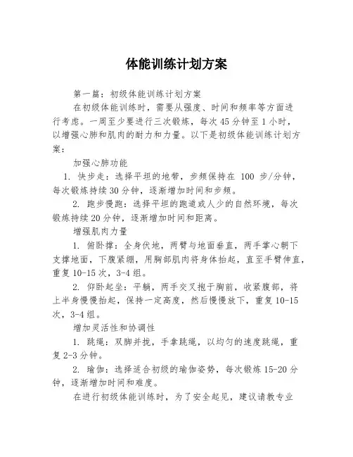 体能训练计划方案3篇