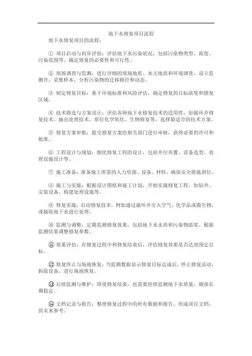 地下水修复项目流程