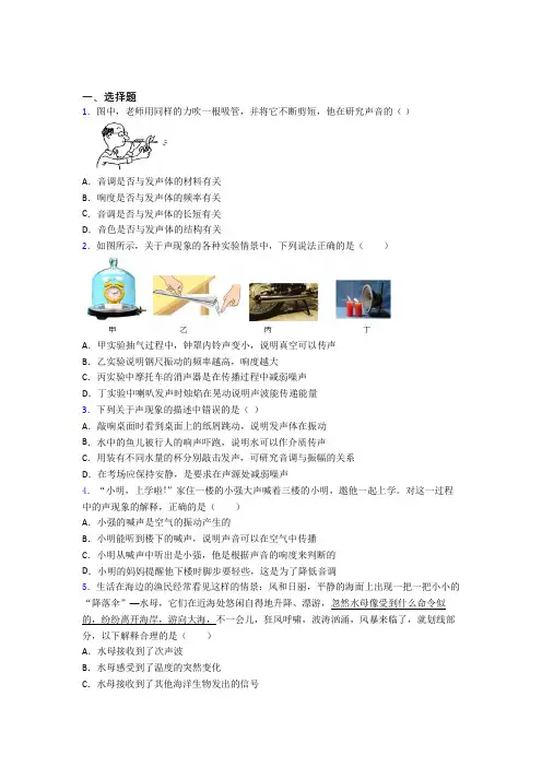 初中物理八年级上册第二章《声现象》检测(答案解析)(19)