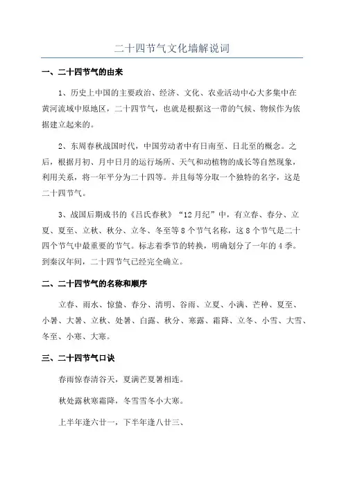 二十四节气文化墙解说词