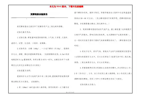发酵现象实验报告