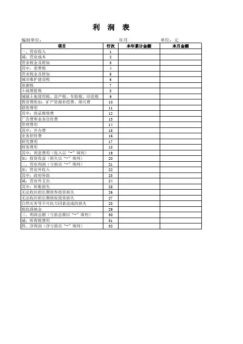 利润表(新准则)
