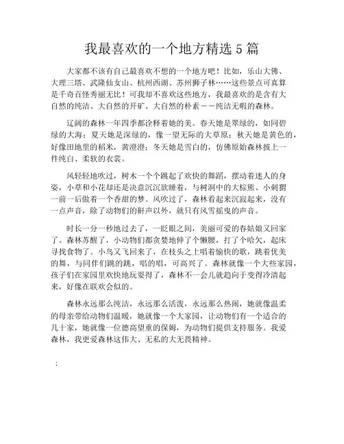我最喜欢的一个地方精选5篇