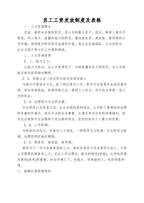 员工工资发放制度及表格