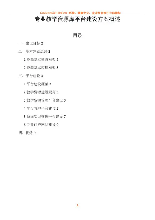 专业教学资源库平台建设方案概述