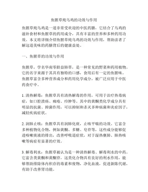 鱼腥草炖乌鸡的功效与作用