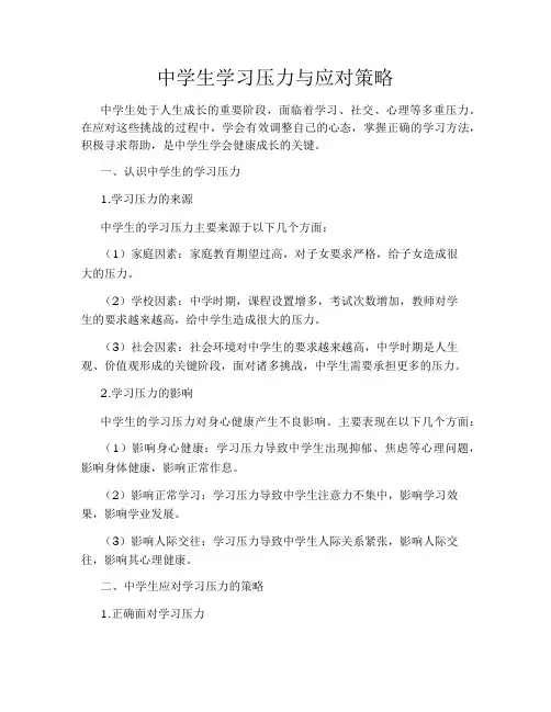 中学生学习压力与应对策略