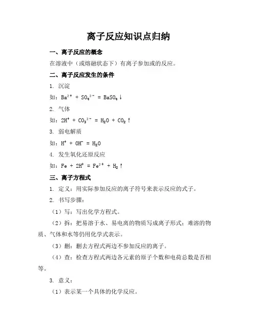 离子反应知识点归纳