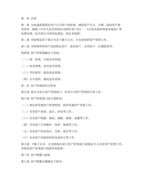 国资公司资产日常管理制度