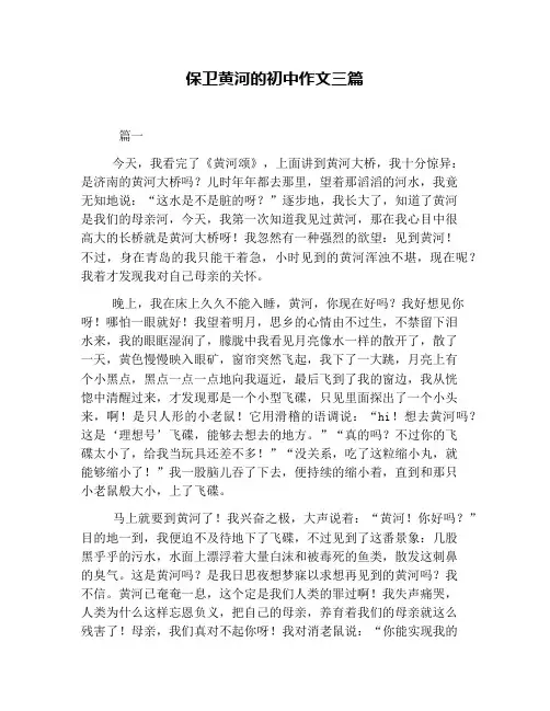 保卫黄河的初中作文三篇