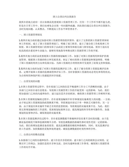 国土自查自纠自我报告