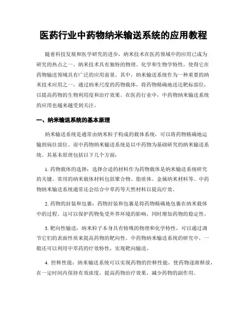 医药行业中药物纳米输送系统的应用教程