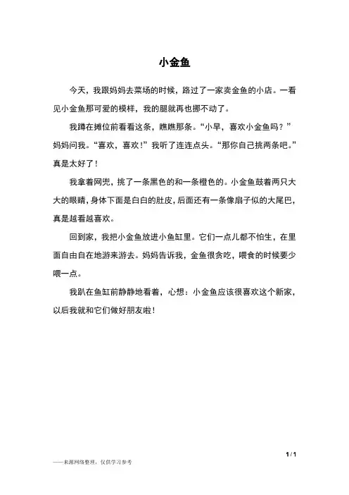 小金鱼_二年级作文